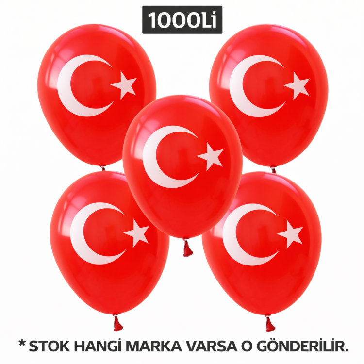 BALON BAYRAK AYYILDIZ KIRMIZI (POŞET1000) *23nisan*K