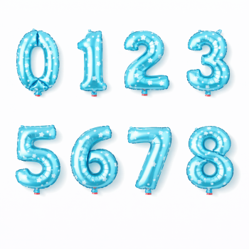 RAKAM 16 İNC MAVİ RENK FOLYO BALON 36 CM (10LUSET) PUANTİYELİ