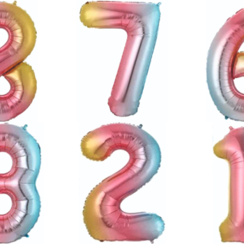 RAKAM 34 İNC GÖKKUŞAĞI RENK FOLYO BALON 76 CM (10LUSET)