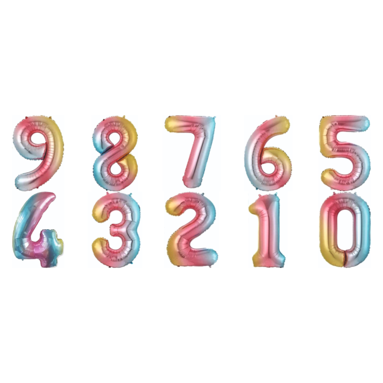 RAKAM 34 İNC GÖKKUŞAĞI RENK BALON 76 CM (10LUSET)