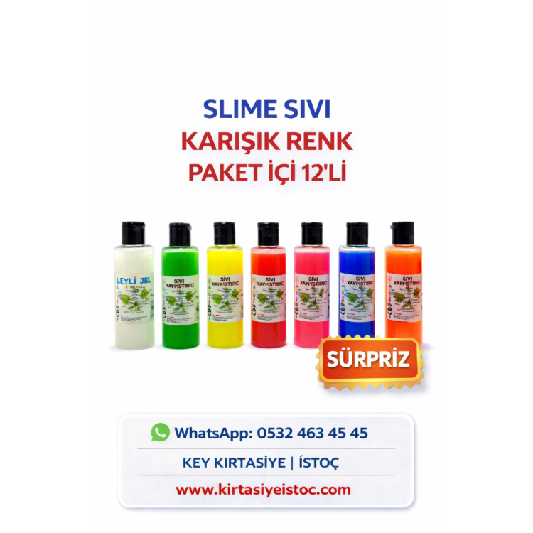 SLİME YAPIŞTIRICI 70ML RENKLİ 12'Lİ