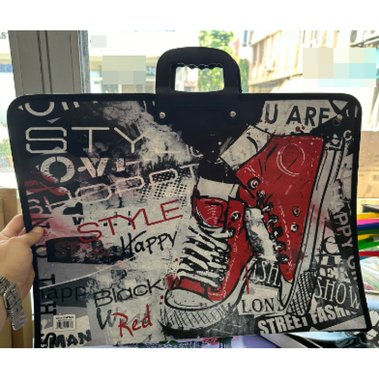 EXTRA DESENLİ PROJE RESİM ÇANTASI 35x50 KARIŞIK RENK DİKİŞLİ