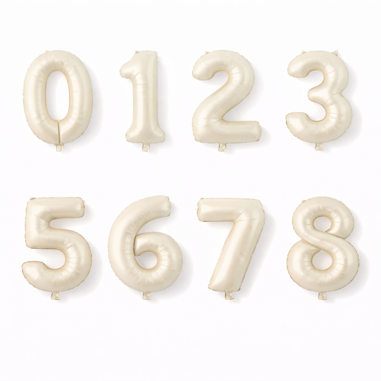 RAKAM 34 İNC KREM RENK FOLYO BALON 76 CM (10LUSET)