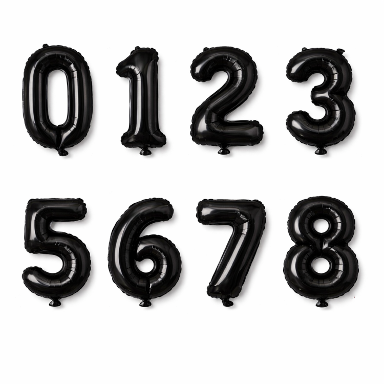 RAKAM 34 İNC SİYAH RENK BALON 76 CM (10LUSET)