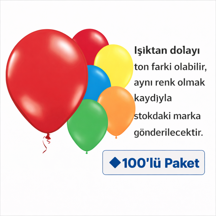 BALON KARIŞIK RENK  (POŞET100) -KEY *23nisan