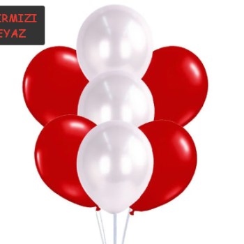 BALON BEYAZ+KIRMIZI (POŞET-10) *23nisan BALON BEYAZ+KIRMIZI (POŞET-10) *23nisan
