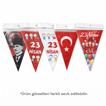Üçgen Kağıt Flama 23 NİSAN - BAYRAK - ATA (100SET KARIŞIK) *23nisan