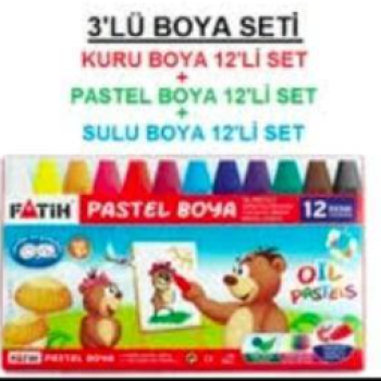 FATİH 12RENK PASTEL+KURU+SULU 3LÜ SET  FATİH 12RENK PASTEL+KURU+SULU 3LÜ SET
