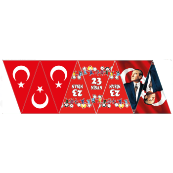 Üçgen Kağıt Flama 23 NİSAN - BAYRAK - ATA (100SET KARIŞIK) *23nisan