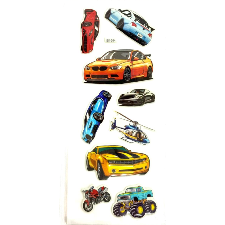 EK-014 KÜÇÜK STİCKER 20Lİ YARIŞ ARABALARI