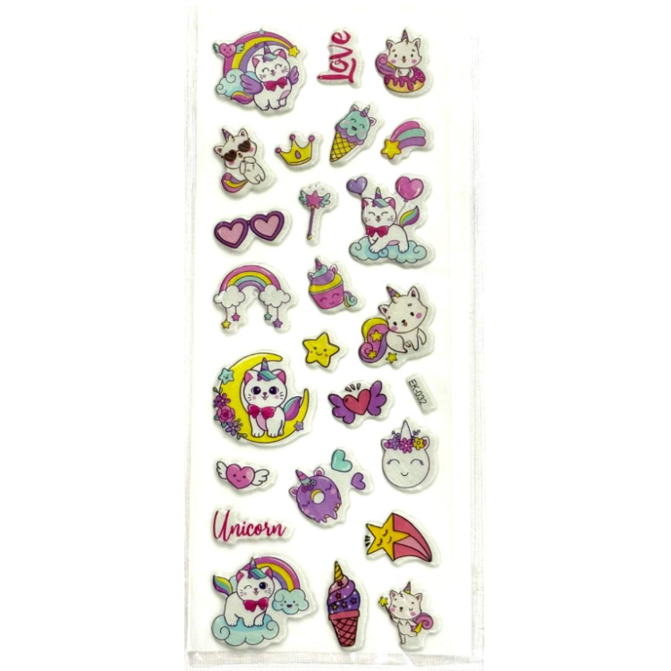 EK-032 KÜÇÜK STİCKER 20Lİ UNİCORN LOVE