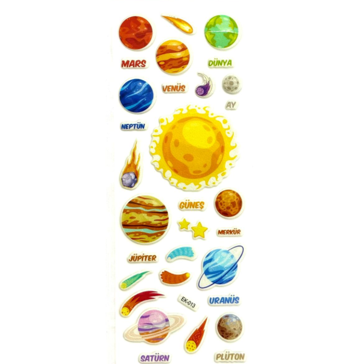 EK-013 KÜÇÜK STİCKER 20Lİ GEZEGENLER