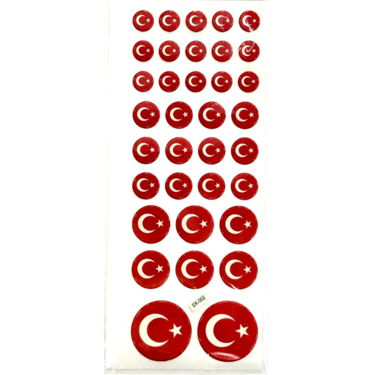 EK-002 KÜÇÜK STİCKER 20Lİ YUVARLAK BAYRAK