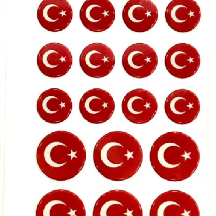 EK-002 KÜÇÜK STİCKER 20Lİ YUVARLAK BAYRAK