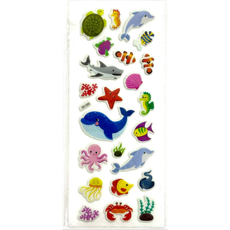 EK-055 KÜÇÜK STİCKER 20Lİ DENİZ CANLILARI