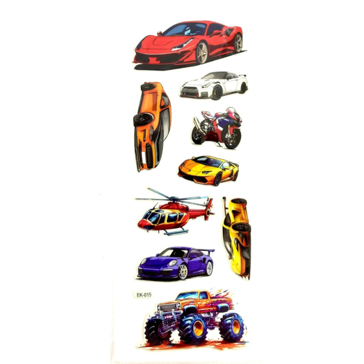 EK-015 KÜÇÜK STİCKER 20Lİ YARIŞ ARABALARI