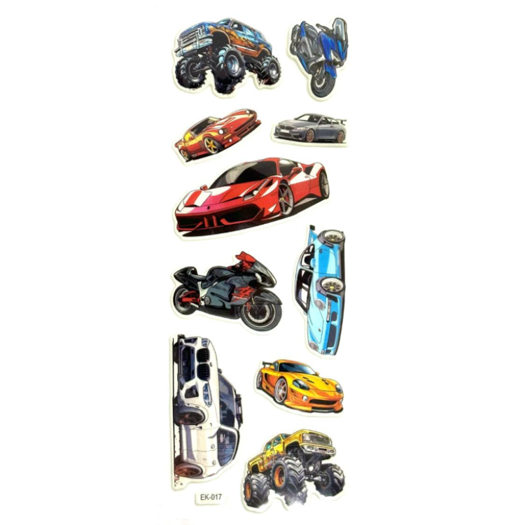 EK-017 KÜÇÜK STİCKER 20Lİ YARIŞ ARABALARI