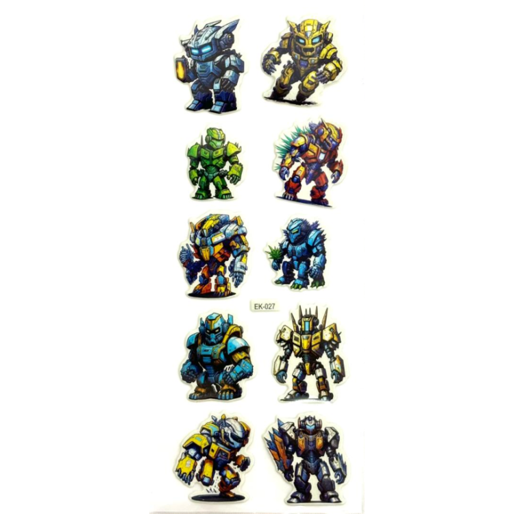 EK-027 KÜÇÜK STİCKER 20Lİ ROBOTLAR