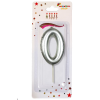 ORTA BOY 0 RAKAM GÜMÜŞ MUM 10CM PK:24 KL:600