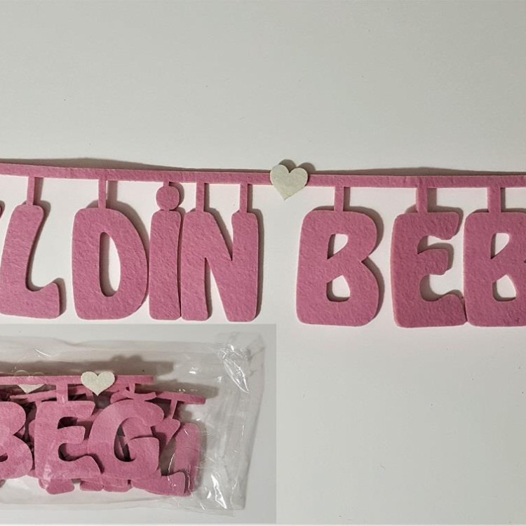 HOŞGELDİN BEBEĞİM PEMBE KEÇE UZAR YAZI