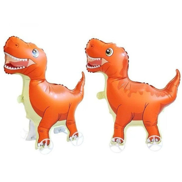 TEKERLEKLİ T-REX DİNAZOR TURUNCU FOLYO BALON