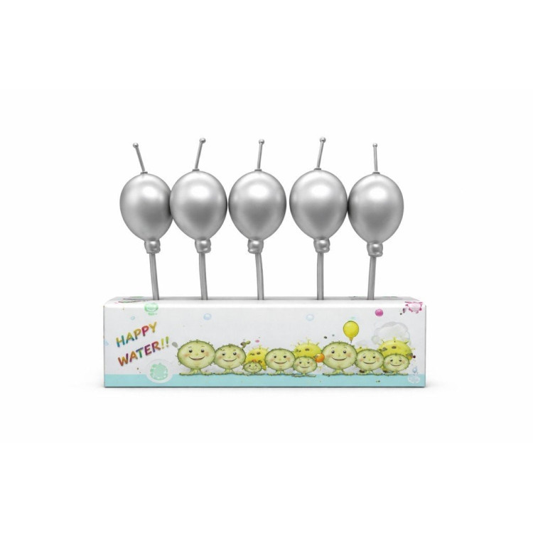 5Lİ CROM BALON GÜMÜŞ MUM PK:12