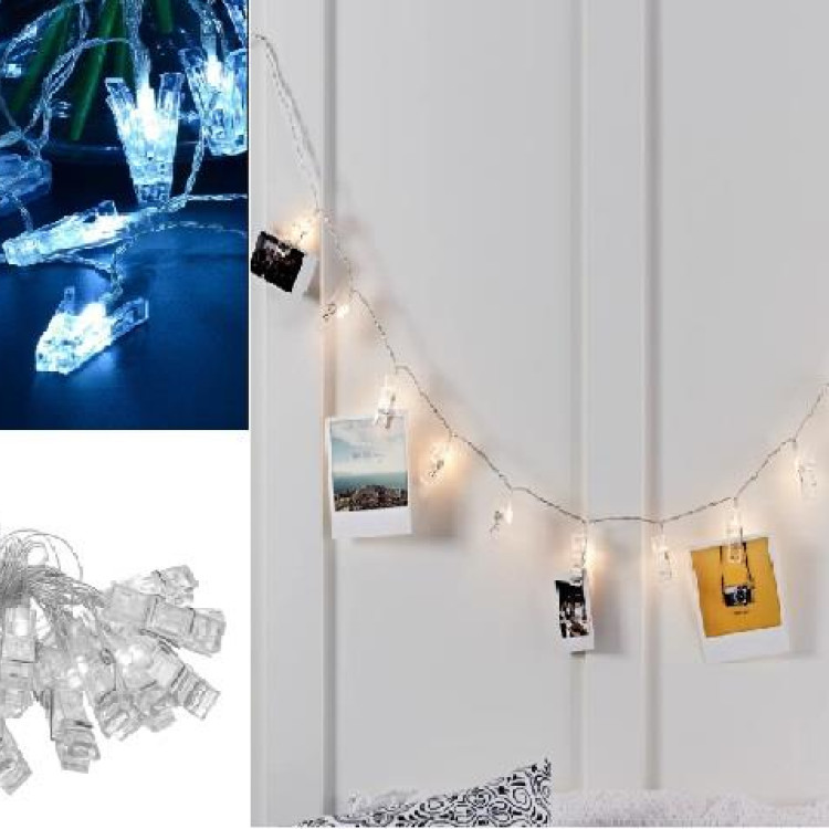 3 PİLLİ BEYAZ MANDAL LED 20 Lİ