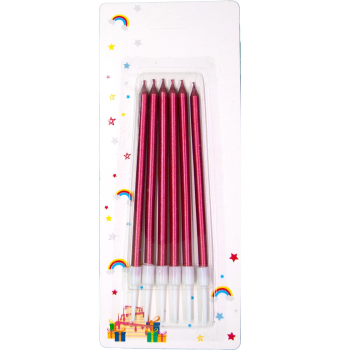 6 LI İNCE UZUN KIRMIZI MUM 13CM