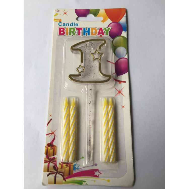 MİKA ŞEFFAF 1 RAKAM GOLD MUM 12CM MİKA ŞEFFAF 1 RAKAM GOLD MUM 12CM