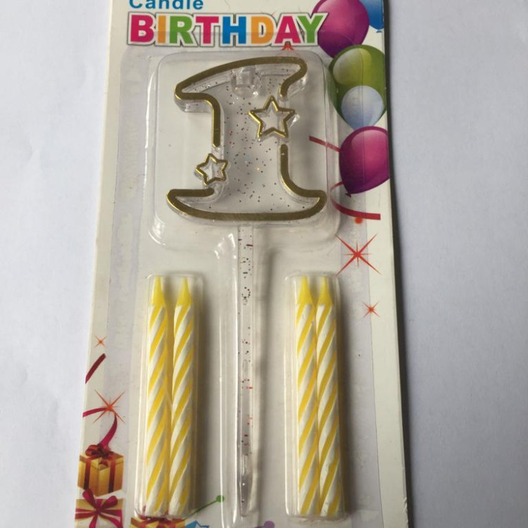 MİKA ŞEFFAF 1 RAKAM GOLD MUM 12CM MİKA ŞEFFAF 1 RAKAM GOLD MUM 12CM