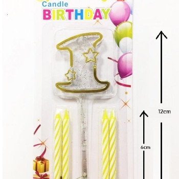 MİKA ŞEFFAF 1 RAKAM GOLD MUM 12CM PK:12 KL:600