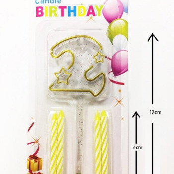 MİKA ŞEFFAF 2 RAKAM GOLD MUM 12CM PK:12 KL:600