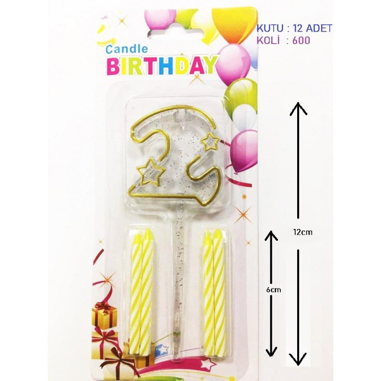 MİKA ŞEFFAF 2 RAKAM GOLD MUM 12CM MİKA ŞEFFAF 2 RAKAM GOLD MUM 12CM