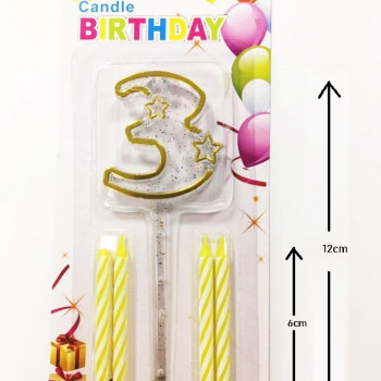 MİKA ŞEFFAF 3 RAKAM GOLD MUM 12CM PK:12 KL:600 MİKA ŞEFFAF 3 RAKAM GOLD MUM 12CM PK:12 KL:600
