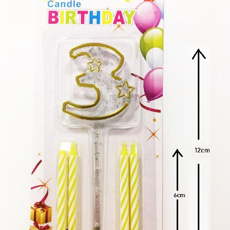 MİKA ŞEFFAF 3 RAKAM GOLD MUM 12CM MİKA ŞEFFAF 3 RAKAM GOLD MUM 12CM