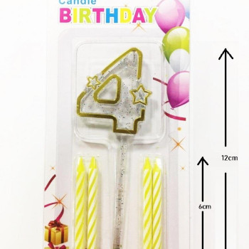 MİKA ŞEFFAF 4 RAKAM GOLD MUM 12CM PK:12 KL:600 MİKA ŞEFFAF 4 RAKAM GOLD MUM 12CM PK:12 KL:600