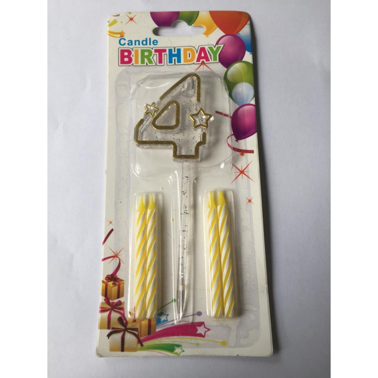 MİKA ŞEFFAF 4 RAKAM GOLD MUM 12CM MİKA ŞEFFAF 4 RAKAM GOLD MUM 12CM