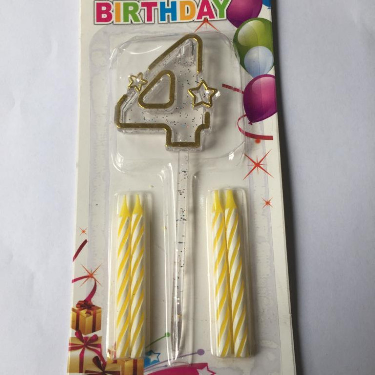 MİKA ŞEFFAF 4 RAKAM GOLD MUM 12CM MİKA ŞEFFAF 4 RAKAM GOLD MUM 12CM