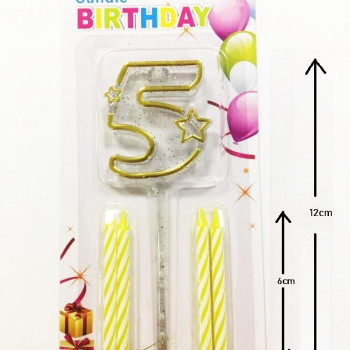 MİKA ŞEFFAF 5 RAKAM GOLD MUM 12CM PK:12 KL:600