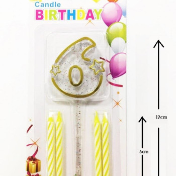 MİKA ŞEFFAF 6 RAKAM GOLD MUM 12CM PK:12 KL:600