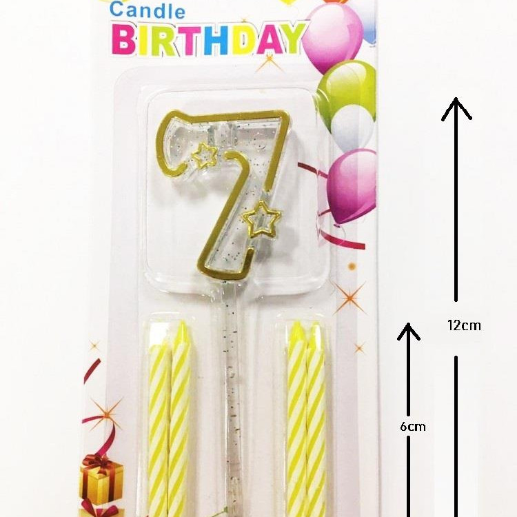 MİKA ŞEFFAF 7 RAKAM GOLD MUM 12CM MİKA ŞEFFAF 7 RAKAM GOLD MUM 12CM