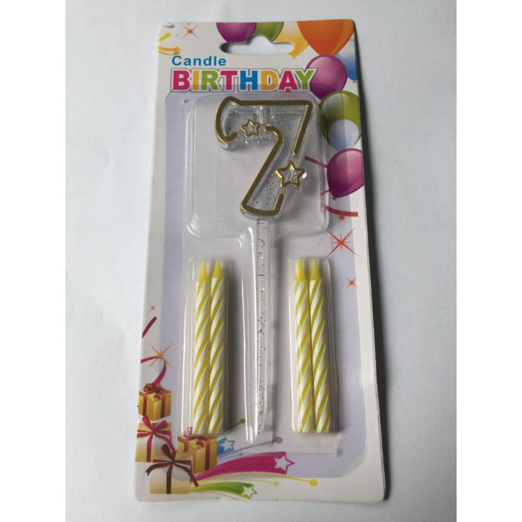 MİKA ŞEFFAF 7 RAKAM GOLD MUM 12CM