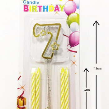 MİKA ŞEFFAF 7 RAKAM GOLD MUM 12CM PK:12 KL:600