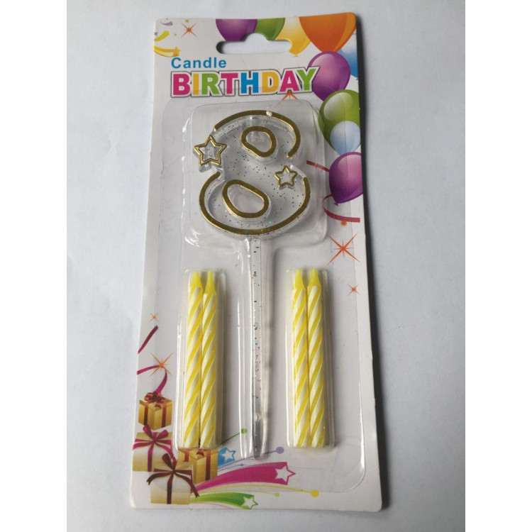 MİKA ŞEFFAF 8 RAKAM GOLD MUM 12CM