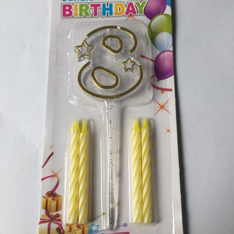 MİKA ŞEFFAF 8 RAKAM GOLD MUM 12CM