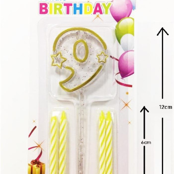MİKA ŞEFFAF 9 RAKAM GOLD MUM 12CM PK:12 KL:600 MİKA ŞEFFAF 9 RAKAM GOLD MUM 12CM PK:12 KL:600