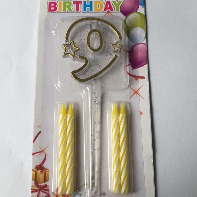 MİKA ŞEFFAF 9 RAKAM GOLD MUM 12CM