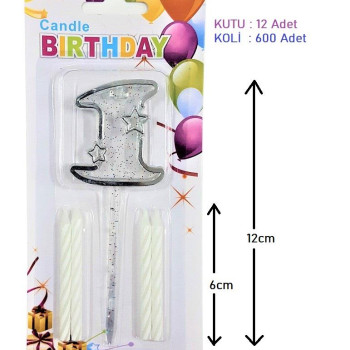 MİKA ŞEFFAF 1 RAKAM GÜMÜŞ MUM 12CM PK:12 KL:600 MİKA ŞEFFAF 1 RAKAM GÜMÜŞ MUM 12CM PK:12 KL:600