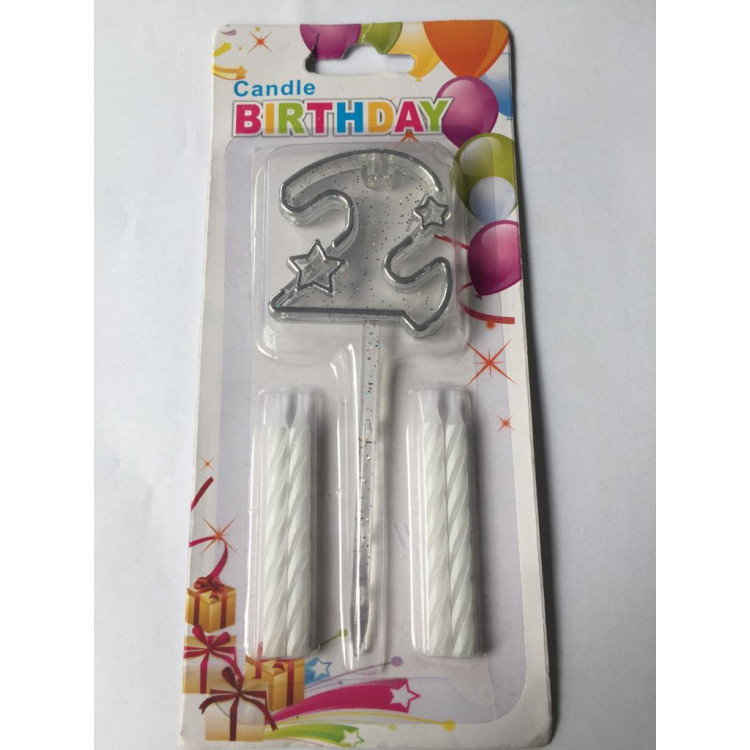 MİKA ŞEFFAF 2 RAKAM GÜMÜŞ MUM 12CM