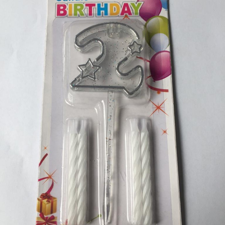MİKA ŞEFFAF 2 RAKAM GÜMÜŞ MUM 12CM MİKA ŞEFFAF 2 RAKAM GÜMÜŞ MUM 12CM